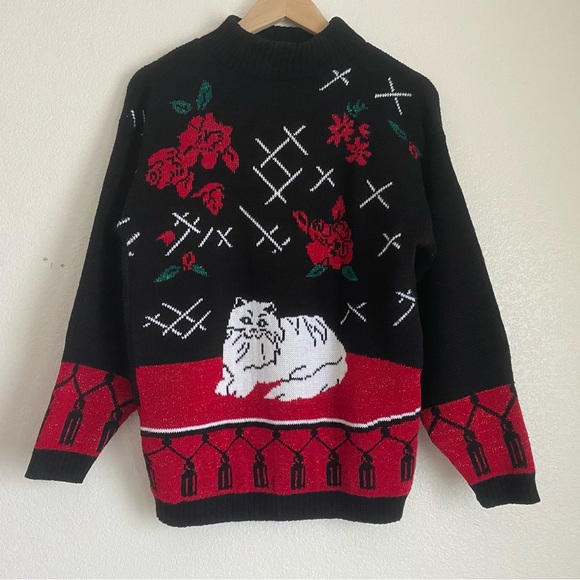 Vintage Spunky cat knit sweater, black - Picture 1 of 6